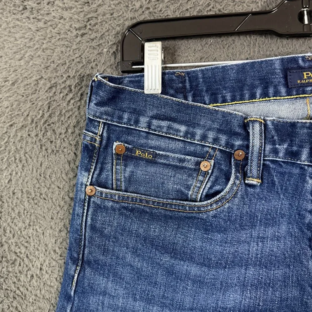 Polo Ralph Lauren Jeans Mens 32x32 Blue Varick Slim Fit Button Fly Dark Wash
